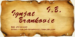 Ignjat Branković vizit kartica